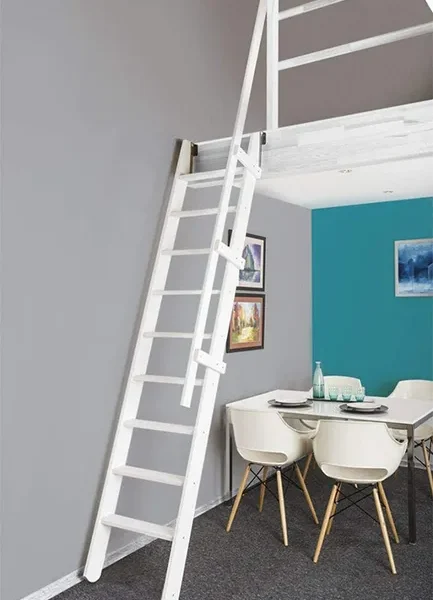 Echelle de meunier rabattable : 55cm de large - Hauteur à franchir 3m - Couleur : Blanc (RAL 9003) - MSP/WW/2R